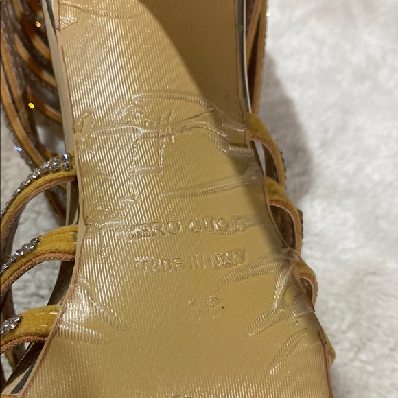 Giuseppe Zanotti Gold and Rhinestone Heels with Strappy Design - Picture 4 of 5